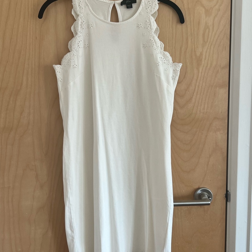 J.CREW EYELET SCALLOPED TRIM PETITE SHIFT DRESS - Picture 3 of 11